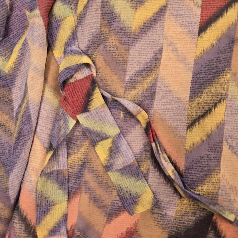 BCBGMAXAZRIA Suzy Chevron Dress Kaftan Small Sheer Overlay High Low Hem Lined - Picture 5 of 11